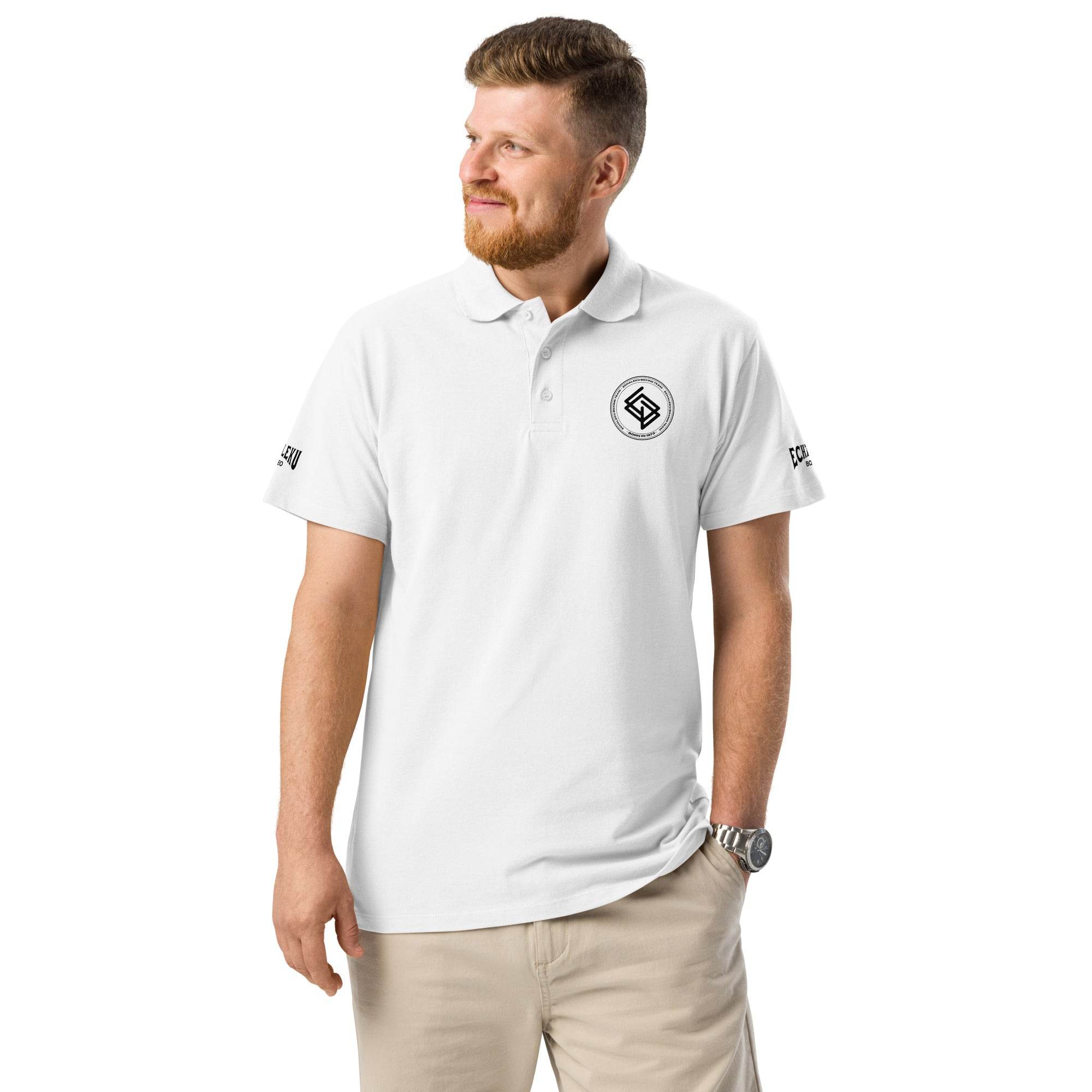 Polo algodón premium UNISEX Casual Echaleku Boxing Team Blanco y negro - Echaleku Boxeo